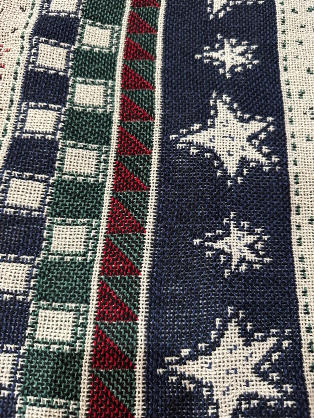 Vintage Sears Throw Blanket Christmas Holiday Double Woven Cotton 48